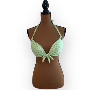 Victoria's Secret Bombshell Push Up Underwire +2 Cup Sizes Bikini Top Neon 34D